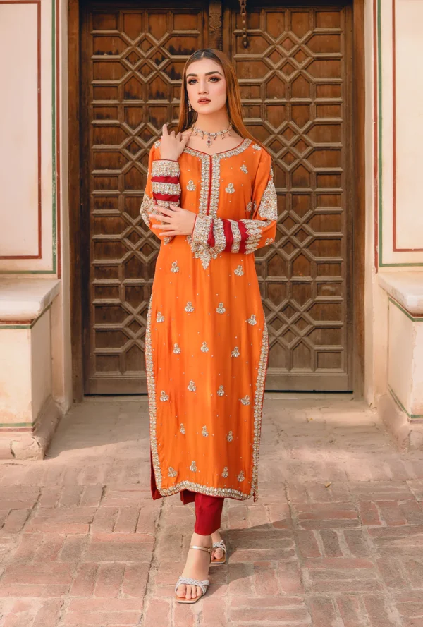 RED ORANGE HAND WORK