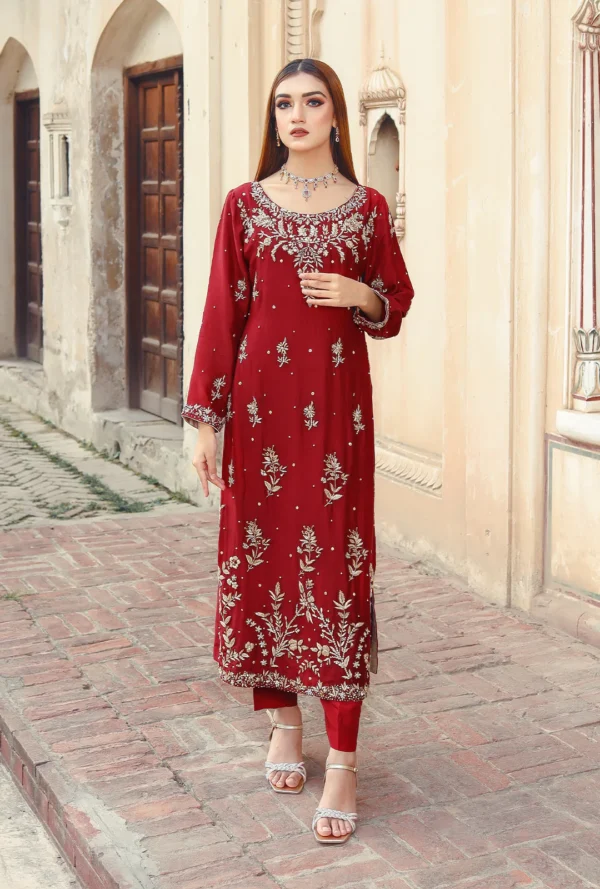 DARK RED HAND WORK SHIRT
