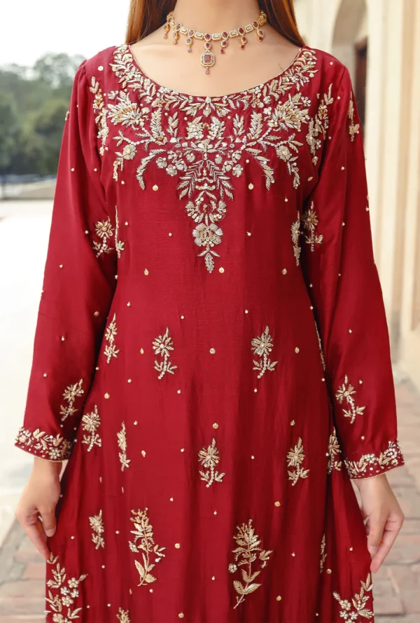 DARK RED HAND WORK SHIRT - Image 5