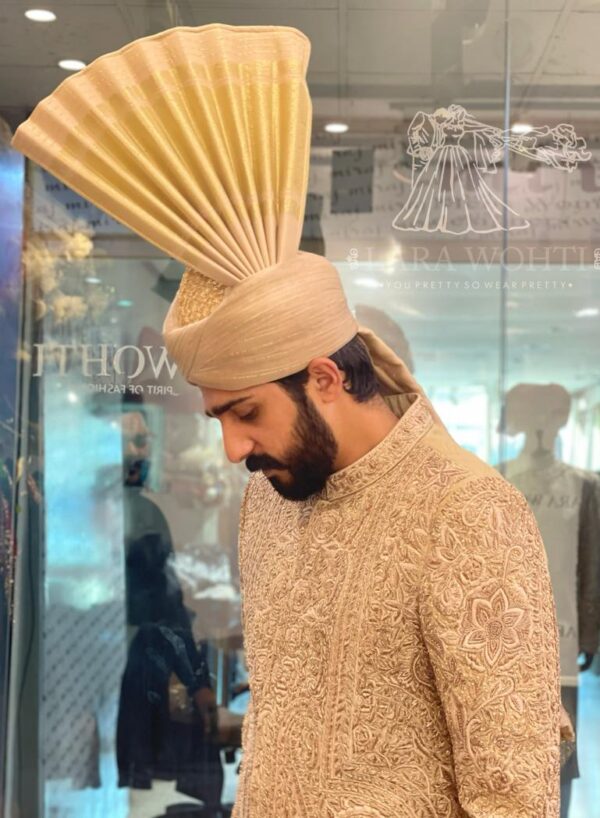 BEIGE EMBROIDED SHERWANI