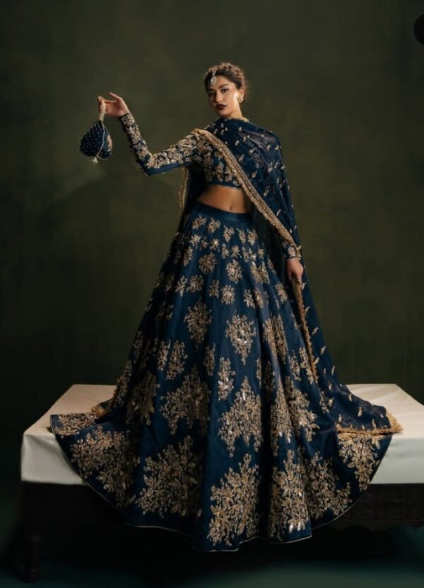 Teal Blue Lengha Choli - Image 7