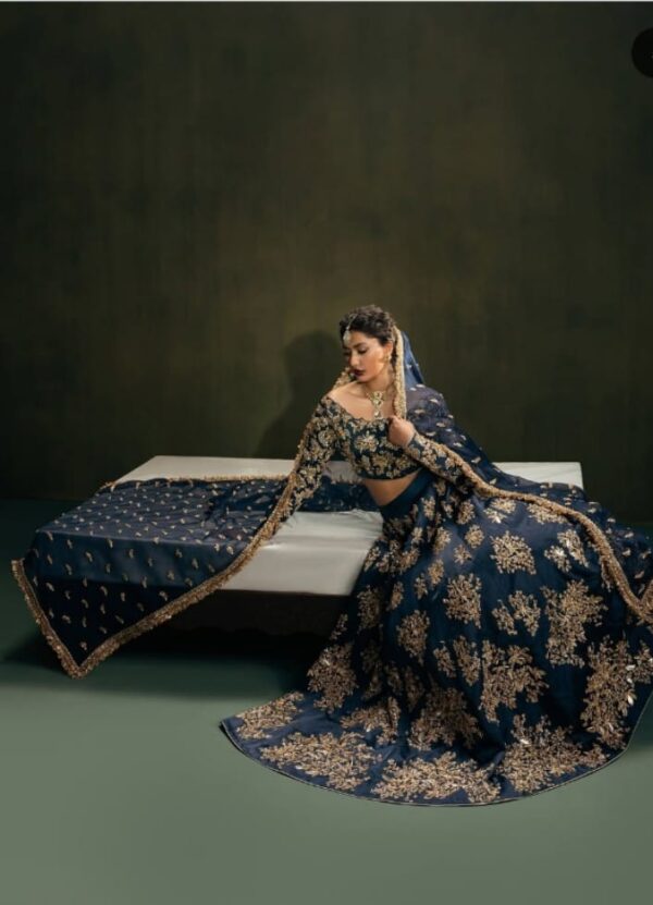 Teal Blue Lengha Choli - Image 6