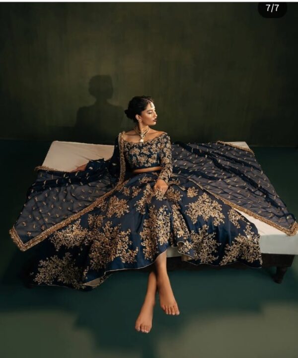 Teal Blue Lengha Choli - Image 4