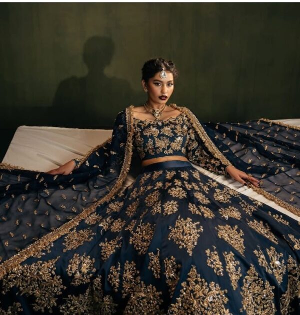 Teal Blue Lengha Choli - Image 3
