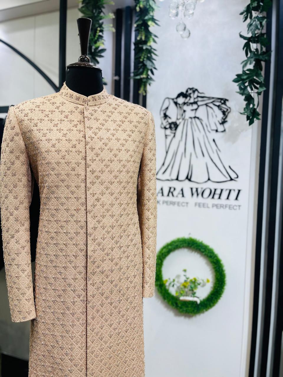 Sherwani Peach Pink - Image 4